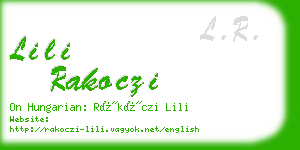 lili rakoczi business card